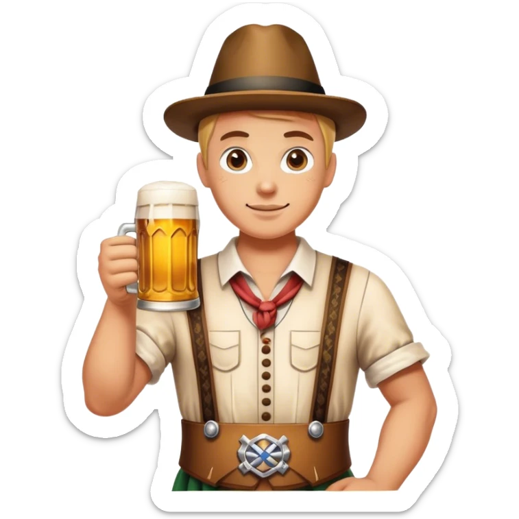 Cinematic Realistic Oktoberfest Pop Culture Emoji, depicting a vibrant celebration with beer, music, and traditional costumes rendered with dynamic textures and festive lighting. sticker