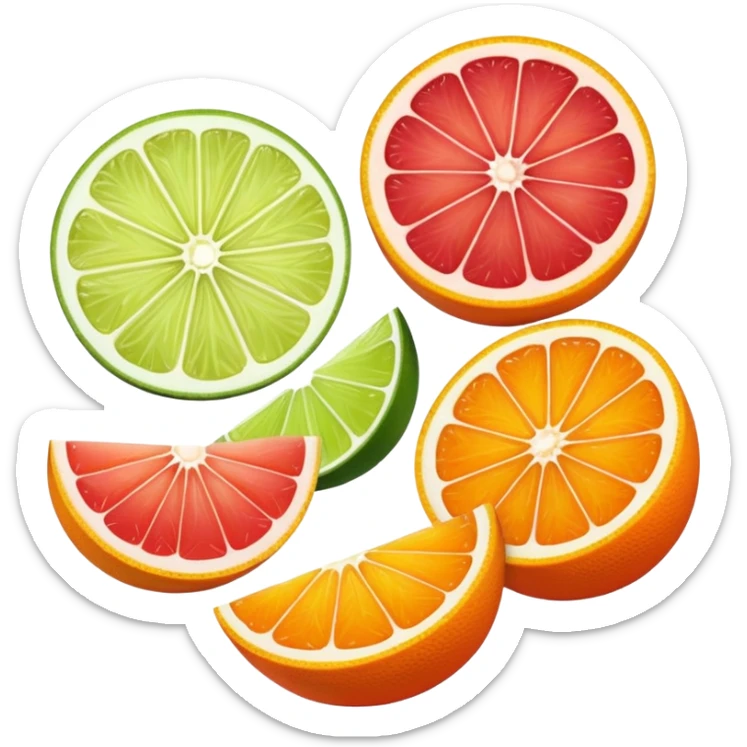 Emoji of slices of oranges, lemon, lemongrass, lime, grapefruit sticker