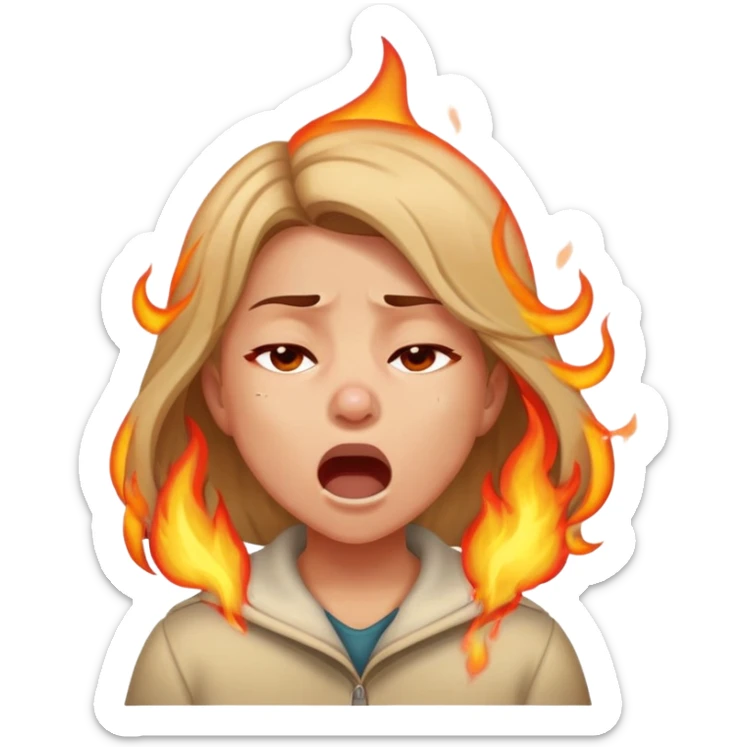 A girl sneezing but fire coming out of her nose sticker