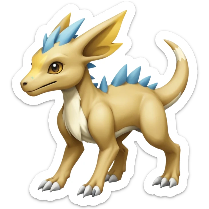 Manectric-Lucio-Cubone-Trico-Draco-Fakémon-hybrid-creature (full body), 4 legs sticker