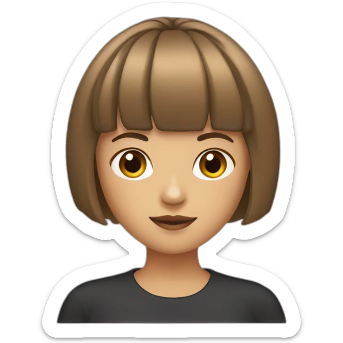 girl with bangs and bob hair in a bob sticker
