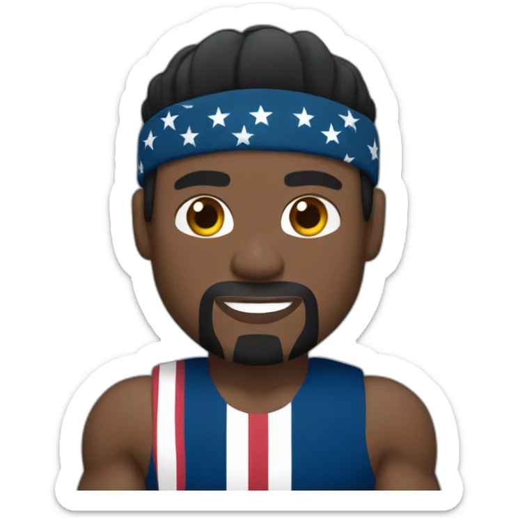 Terry crews muscular with long straight black hair and flag headband sticker
