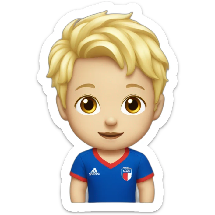 blond baby with a French team football t-shirt sticker