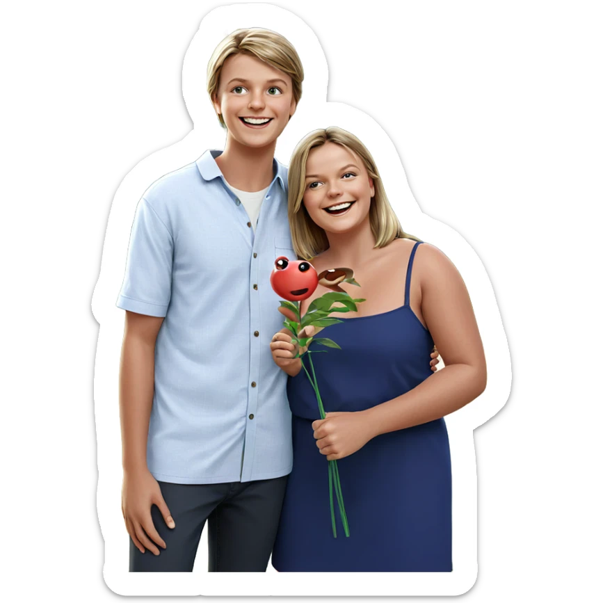 smiling boy and girl outdoors sticker