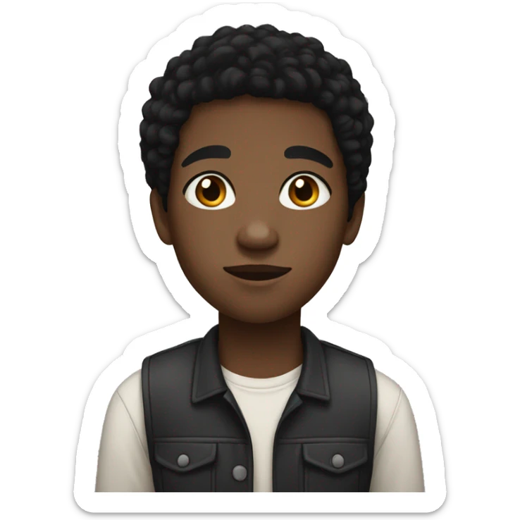 black teenager with black hair and brown eyes sticker