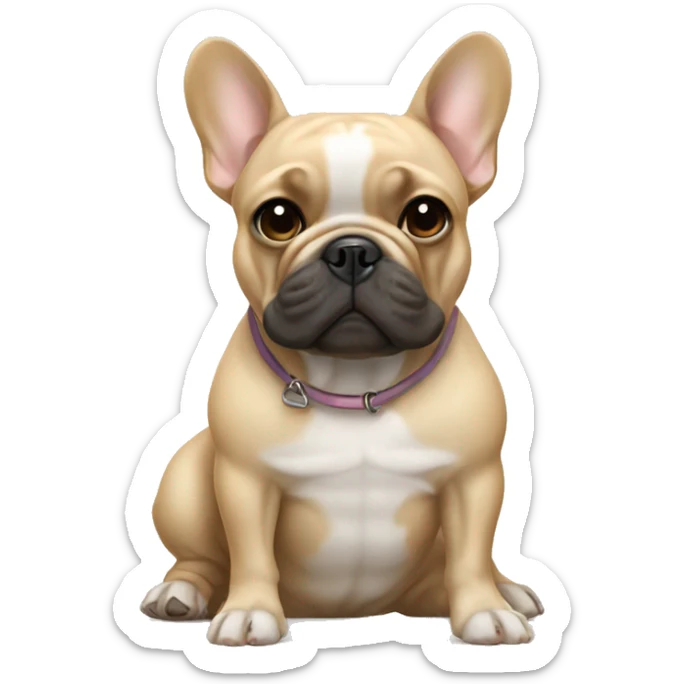 French bulldog with a girl with blond curly hair sticker