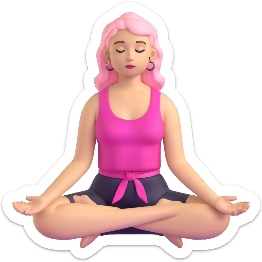 blonde angel woman with long hair meditating with pink hair clips sticker