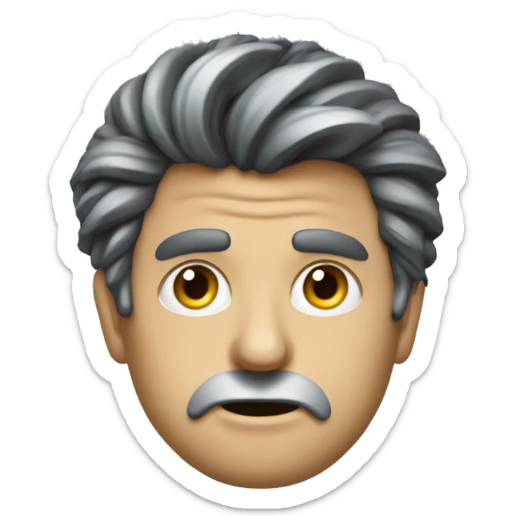 An emoji of a figure resembling the Argentine president Javier Milei, with wild, tousled hair and wearing a suit. The expression is intense, with wide-open eyes and a passionate, determined look.  sticker