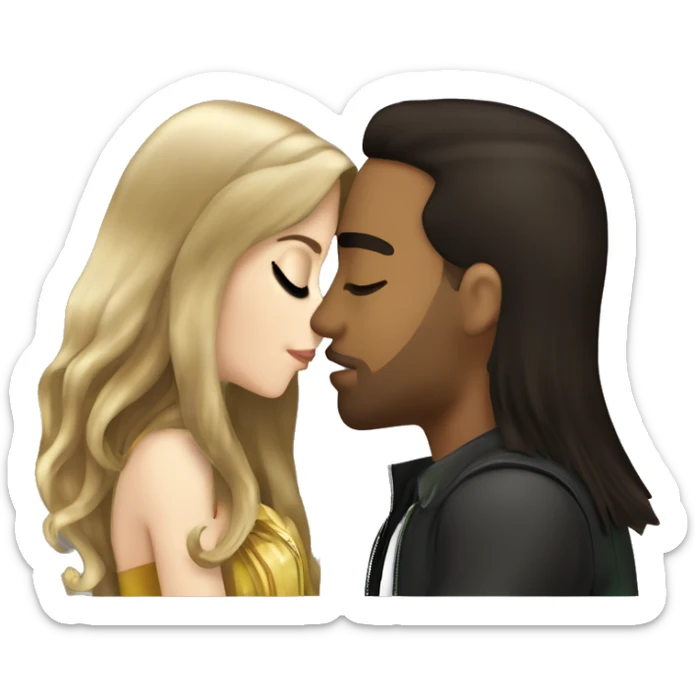 kiss-kiss romeo santos and girl green eyes and very long dark blond hair sticker