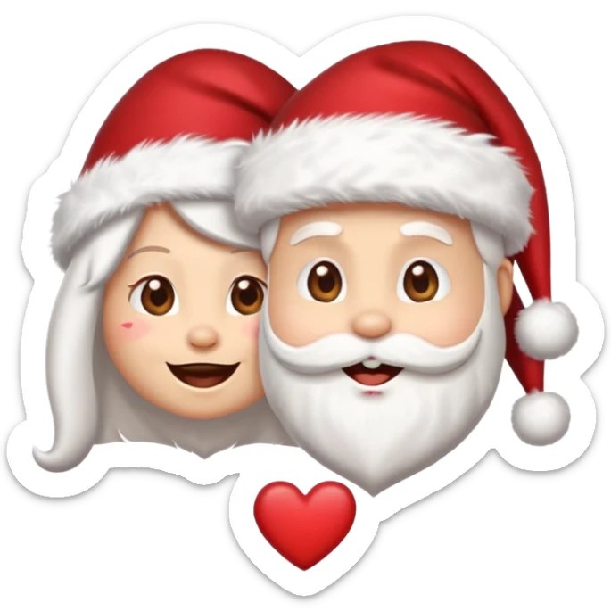 Make an emoji of a Santa Claws couple but with hearts falling on top sticker