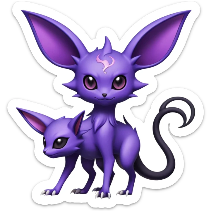 Shiny Exotic Badass Royal Mysterious Gothic Noibat-Espeon-Pokémon-Fakémon-hybrid-creature (full body) sticker