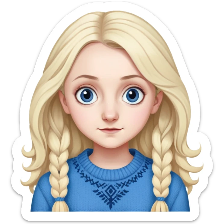 Evanna Lynch is Luna Lovegood in harry potter, wear blue sweater sticker