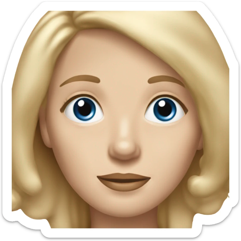 62 year Old blue eyed blonde lady with long straight hair with dark brown Cockapoo puppy dog sticker