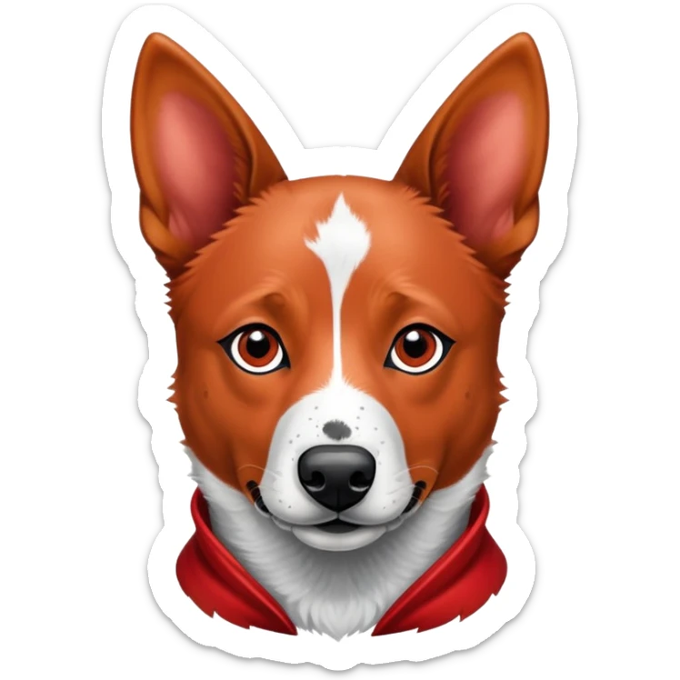head shot of a red heeler cattle dog with speckled red coat and pointed ears sticker