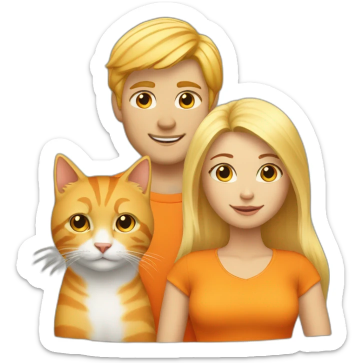 blond-hair-girl-and-blond-hair-man-and-orange-cat sticker