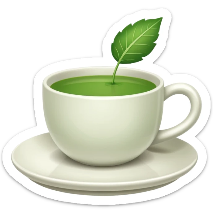 Te  - taza blanca con una hoja a un lado del plato- No dentro sticker