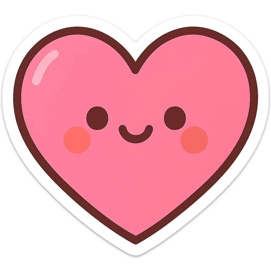 pink heart, cartoon style, cute sticker