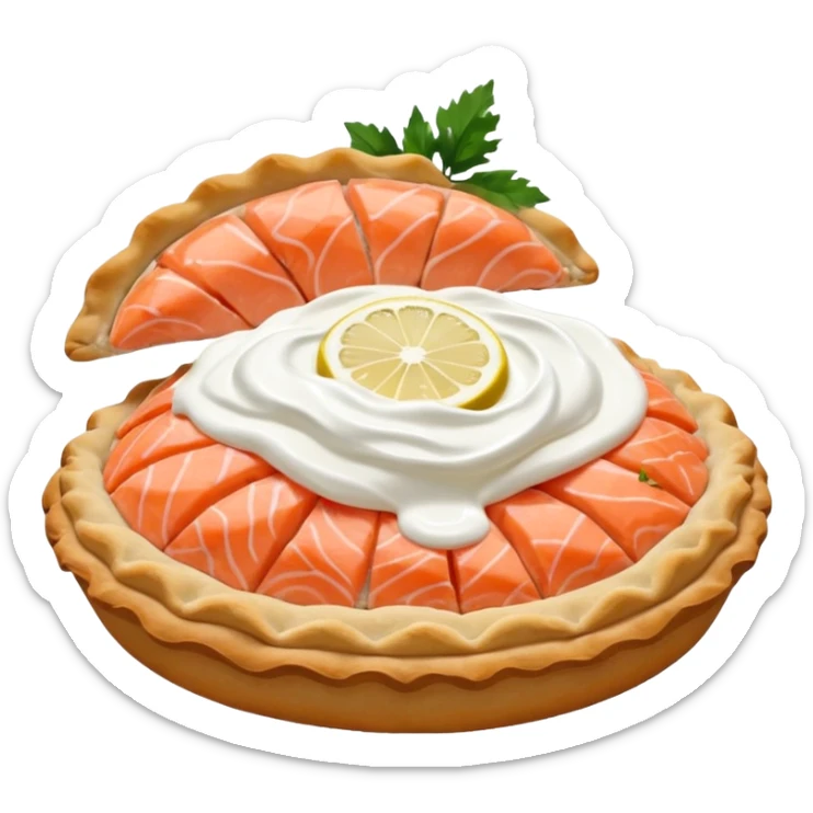 Karelian pasty with cream on top finnish with cream on top and salmon and lemon sticker