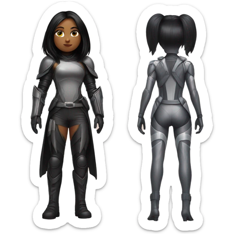 Girl looking like alita angel worrior looking like a cutw bunny sticker