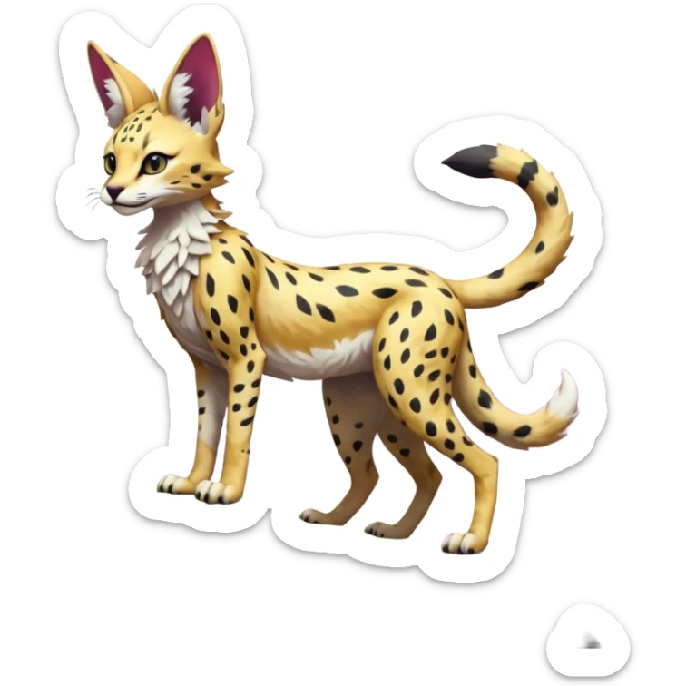 Epic complex detailed aesthetic-scenic-Fakémon-Trico-Sergal-Serval-Vernid-creature sticker