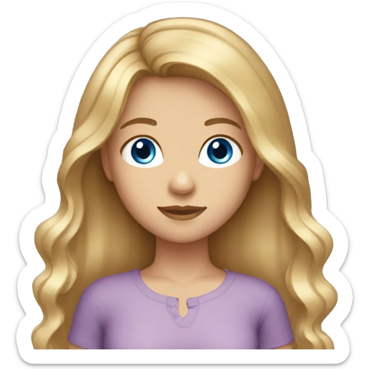 girl with long brown blonde hair blue eyes sticker