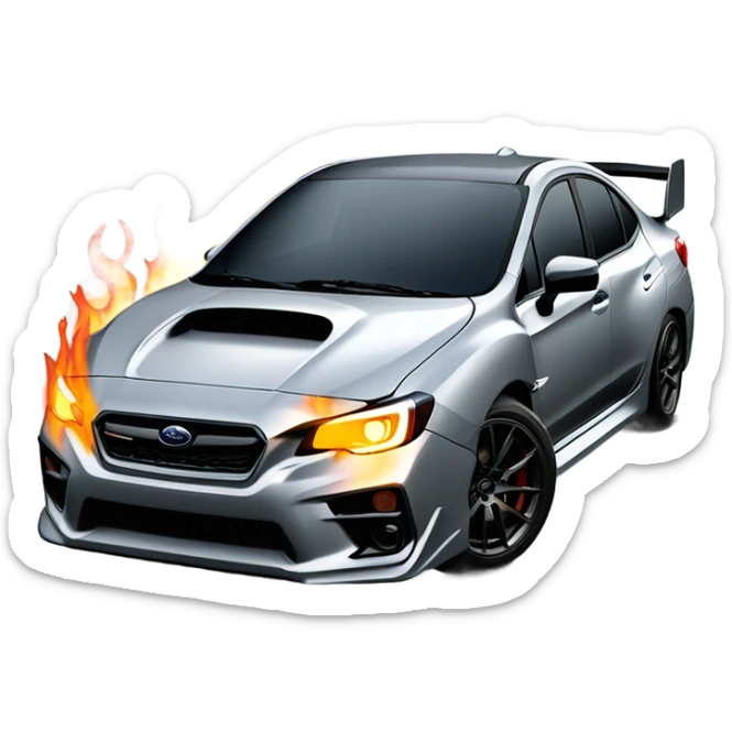 Subaru, WRX 2022 with flames coming out of exhaust pipe sticker