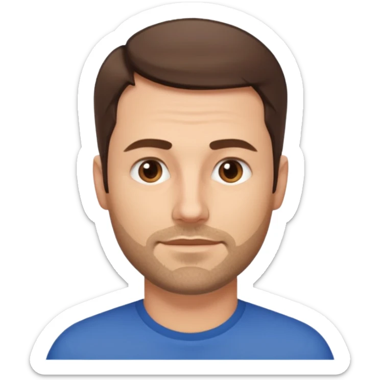 Homme blanc 40 ans cheveux courts barbe naissante visage fin sticker