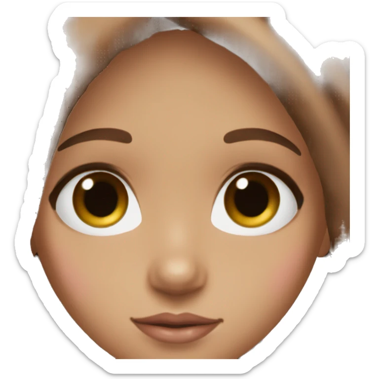 brown doll eyes, brown hair, feminine, pink, girl, angelic sticker