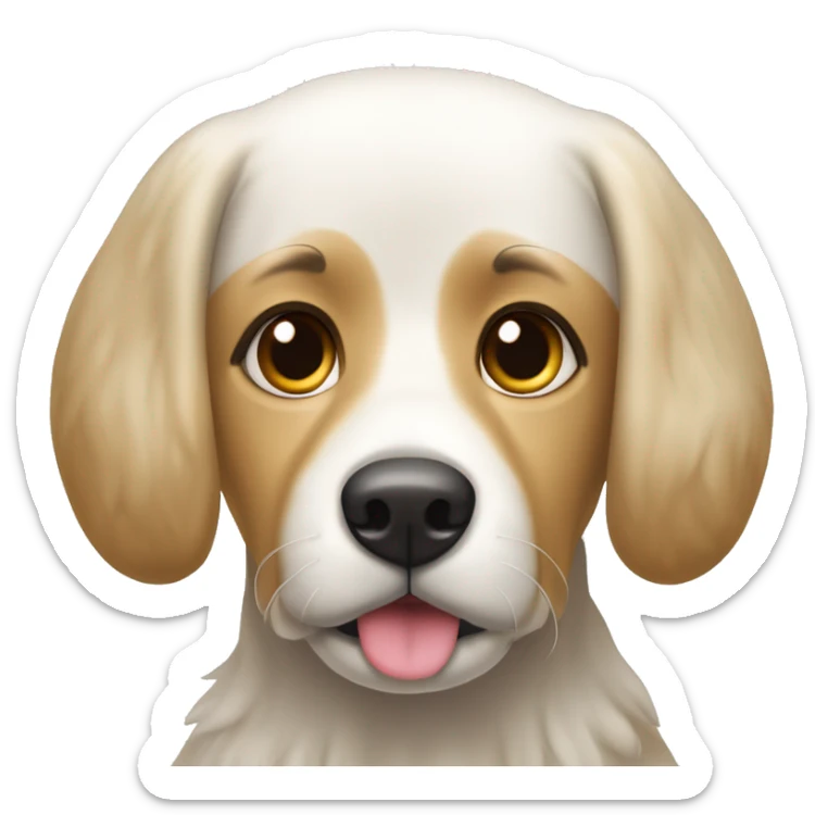 Chica blanca peli negra con pestañas postizas y una perrita goleen retriever sticker