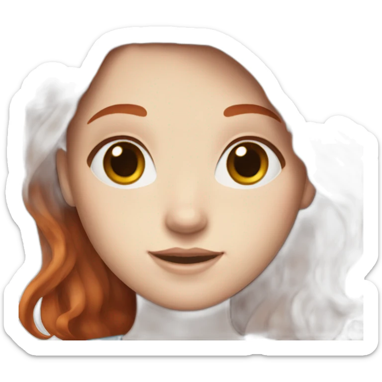 Redhead girl with white skin, blue eyes and freckles sticker