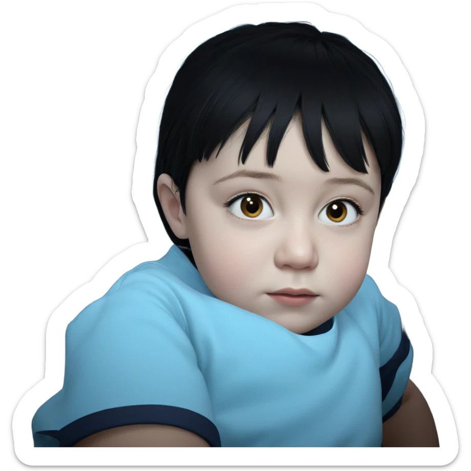 black-haired girl gazing forward sticker