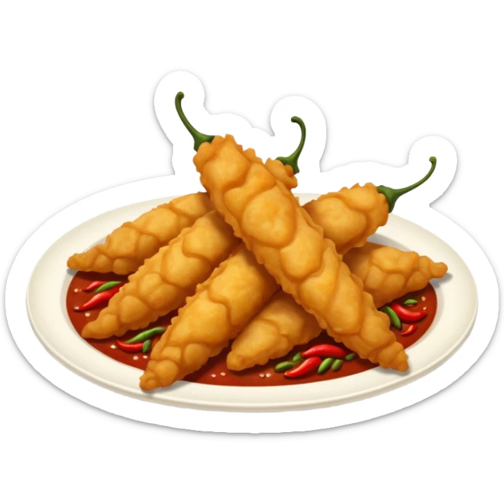 indonesian fried food with chili on the side of the plate sticker