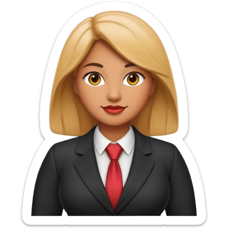 curvy woman in business attire, apple emoji style sticker
