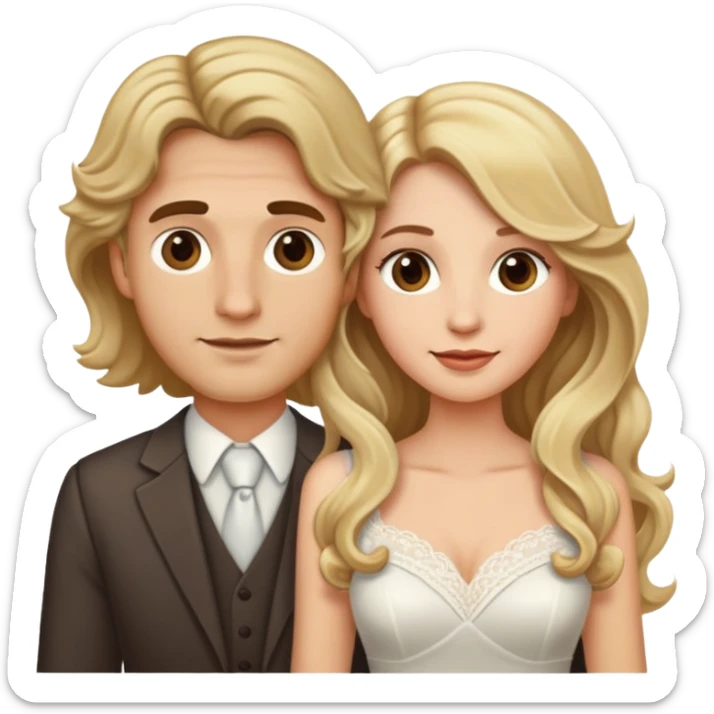 Cute married couple the lady has long wavy blonde hair and the man has brown short hair sticker