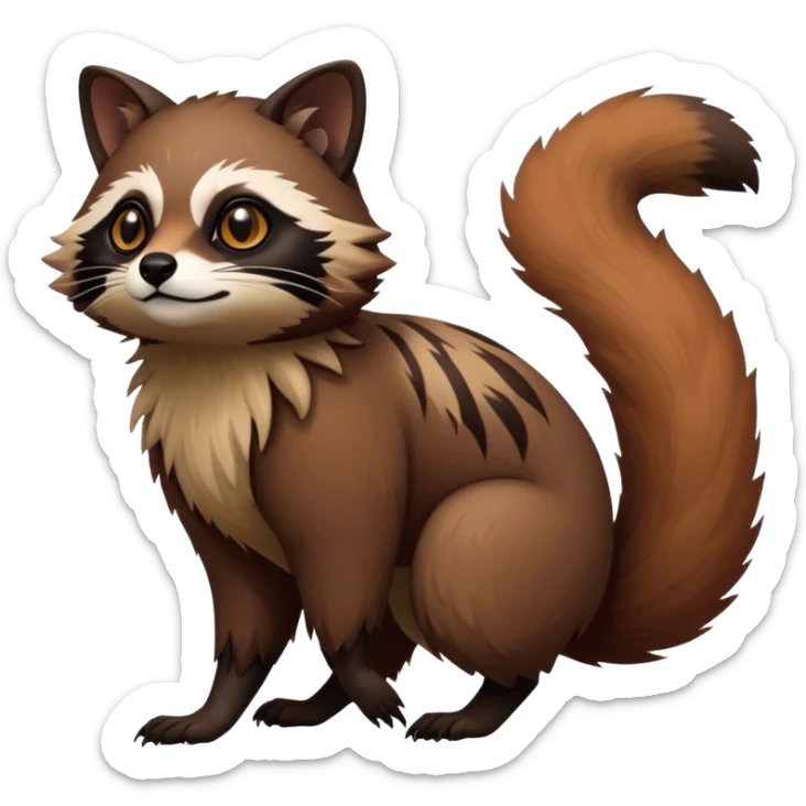 Modern Realistic Rare Fantasy Feline-Vernid-Tanuki-Trico-species by LiLaiRa full body sticker
