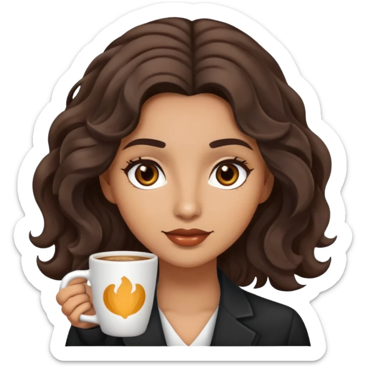 Light Olive skin woman with wavy espresso coloured hair and brown eyes sticker