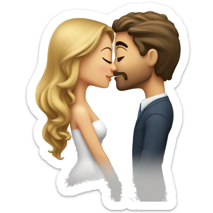 beso pareja mujer blanca pelo lacio y hombre moreno pelo crespo  sticker