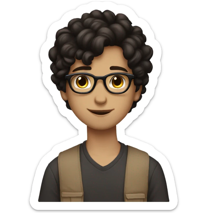 White boy black hair glasses kissing white girl brown hair brown eyes sticker