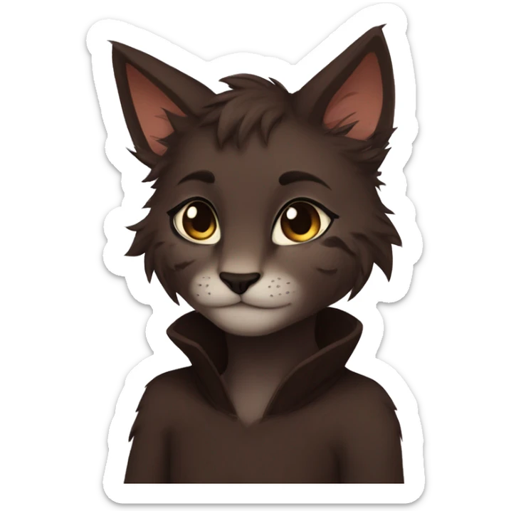 Anthro Shy Cute Cool Edgy Pretty Dark Brown Furry Feline Animal Anthro Sona sticker