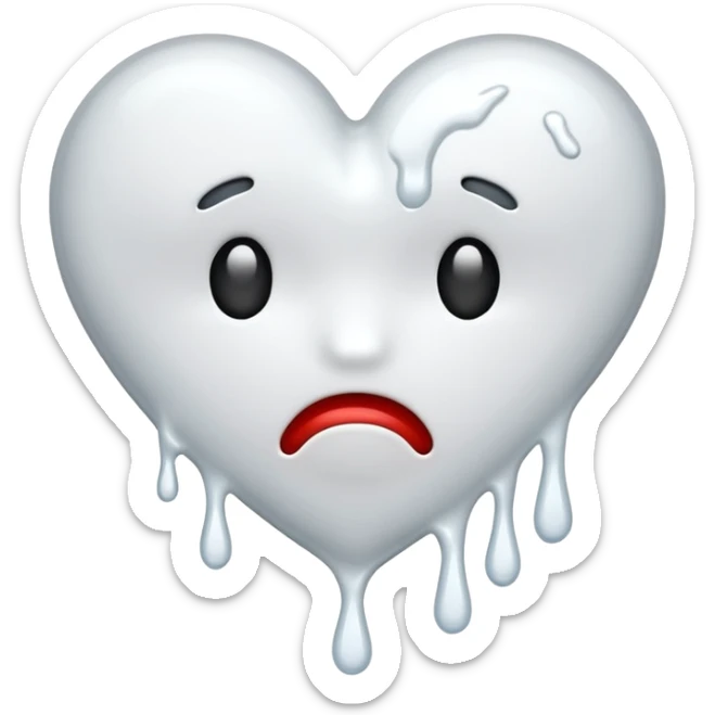 The heatbroken emoji in white with sticky white liquid Ozzing out of it with no face sticker