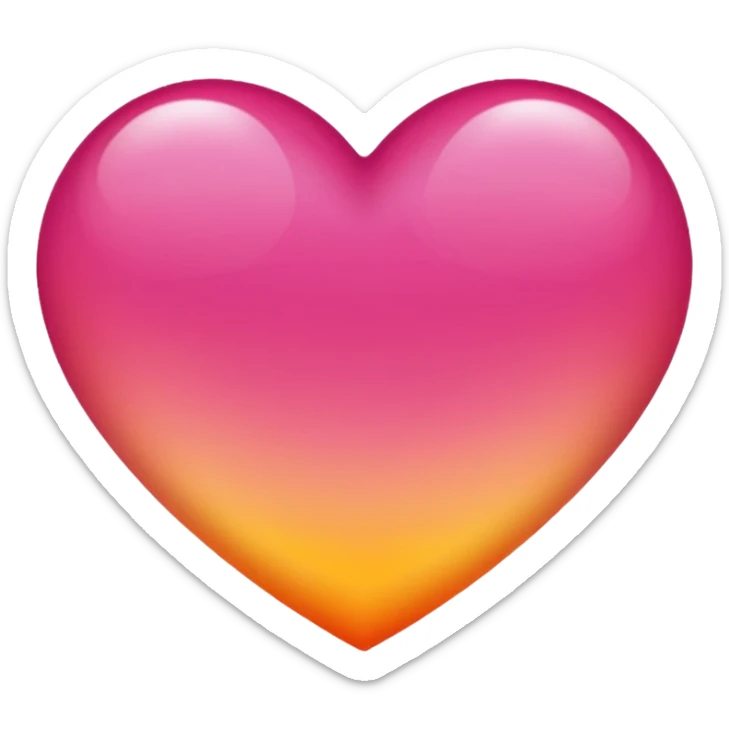 Dark pink to orange to yellow to orange to dark pink portrait gradient heart sticker