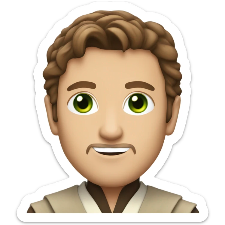 Jedi man, but green eyes and brown hair. In a suit  sticker