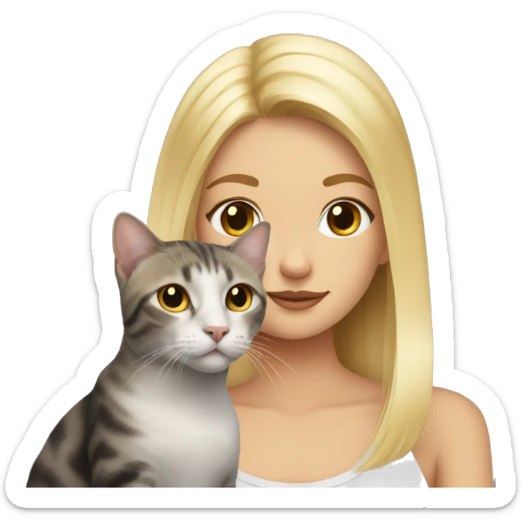 Cat with blonde girl sticker