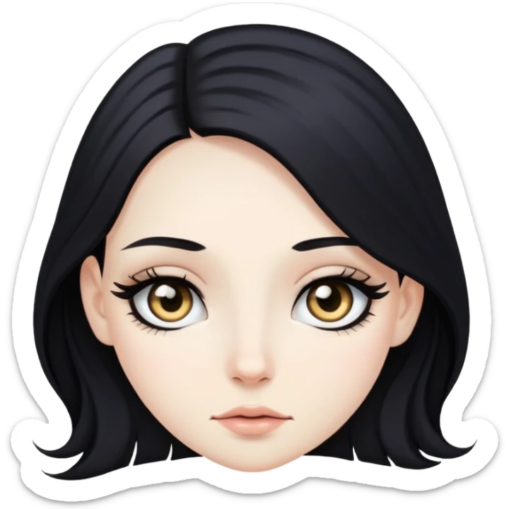 Pale girl with long black hair and eyeliner sticker