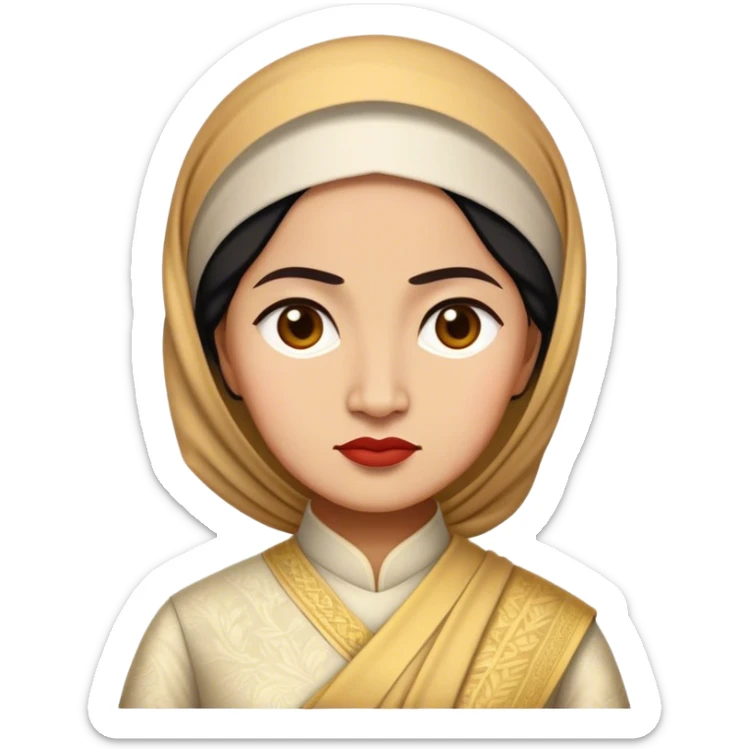 Cinematic Realistic Raden Ajeng Kartini Portrait Emoji, depicted as an inspiring Indonesian feminist icon in period attire with a thoughtful determined gaze, rendered with lifelike textures and warm empowering lighting that captures her pioneering spirit. sticker
