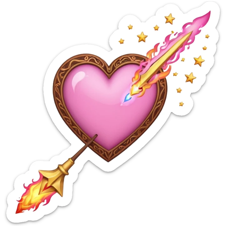 wand with a shooting star pink heart on fire like the heart is the shooting star emoji sticker