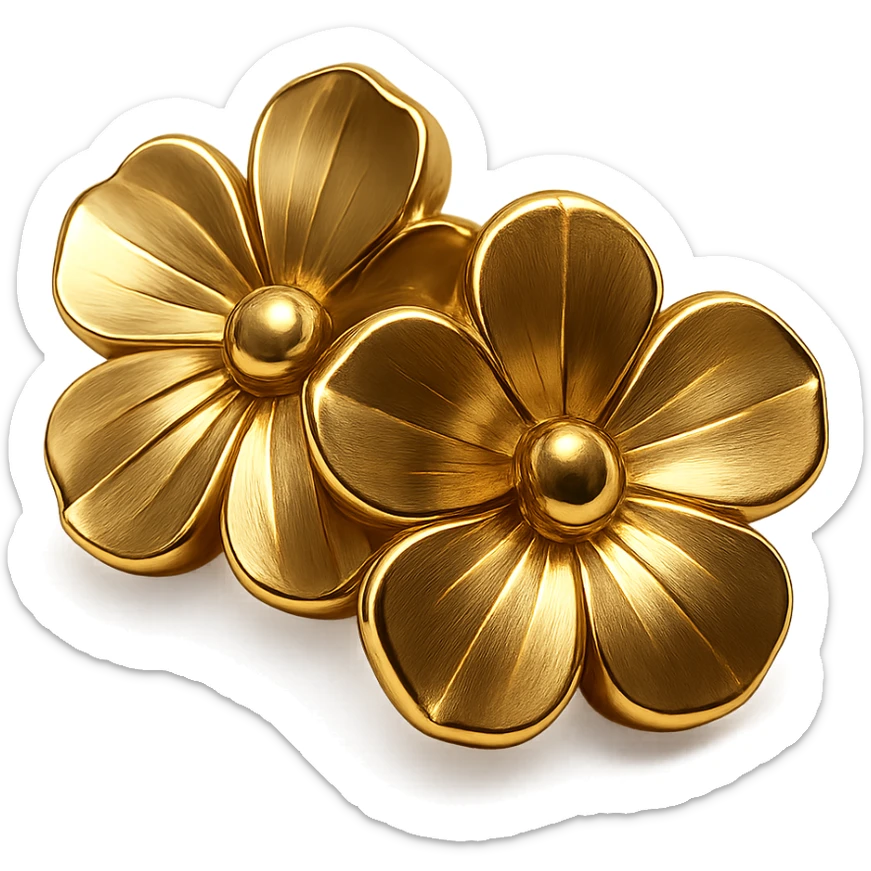 Change the flowers in the image to match the same gold color and style as the badge, blending seamlessly with the gold theme. Keep the chibi ninja girl, sparkly effects, and badge shape unchanged. Maintain transparent background, sized for Twitch or Discord use. sticker