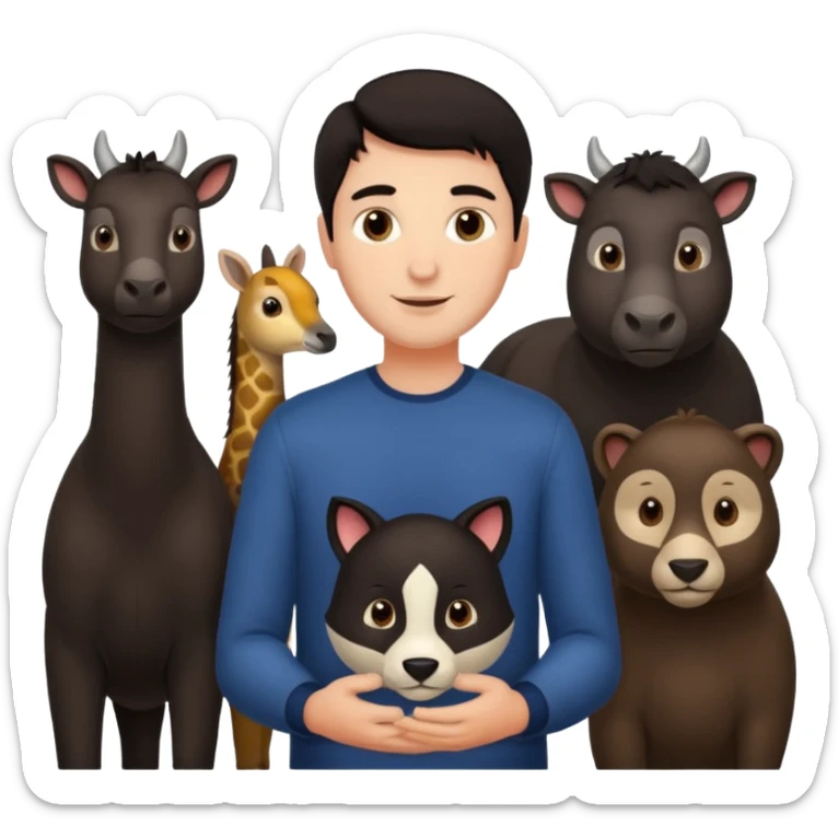 GRANJERO PIEL CLARA Y PELO OSCURO CON ANIMALES A SU ALREDEDOR QUE SEA HOMBRE sticker