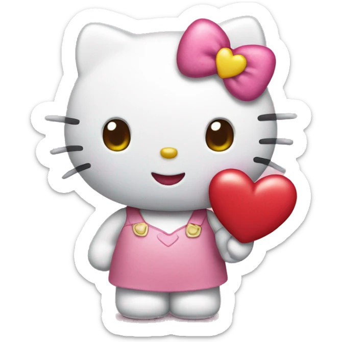 hello kitty with heart sticker