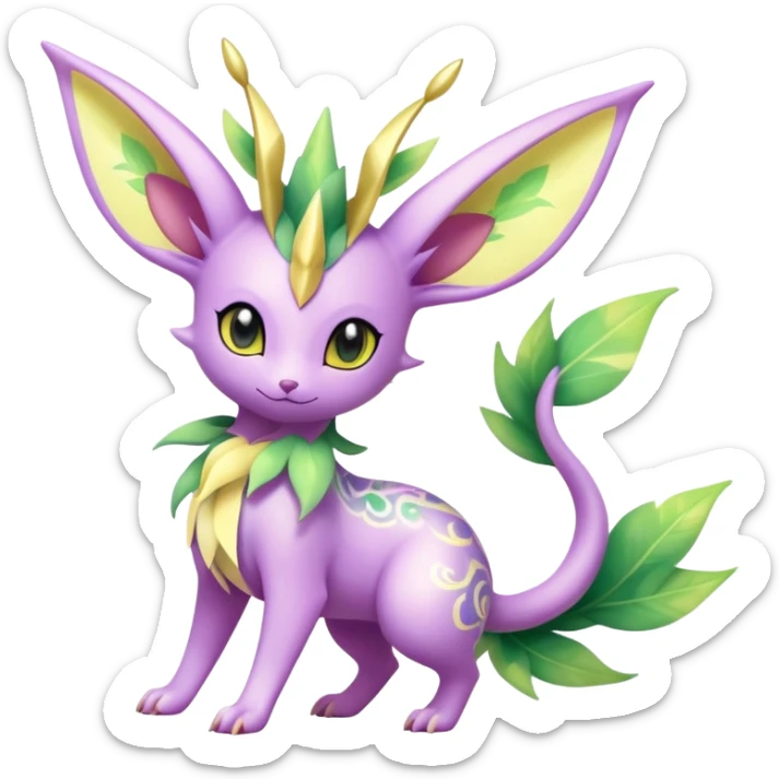 Shiny Exotic Cute Adorable Majestic Ethereal Sparkly Flygon-Espeon-Leafeon-Shaymin-Hybrid-Creature with pattern-markings sticker